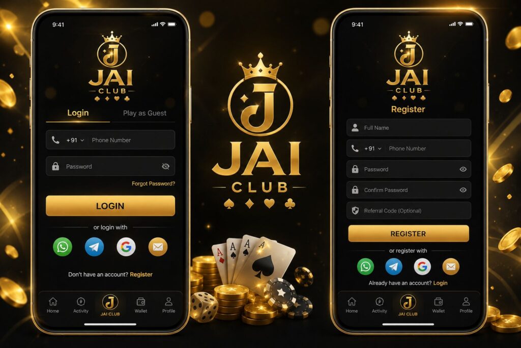 jai club registration page on mobile screen